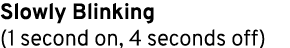 Slowly Blinking (1 second on, 4 seconds off) 