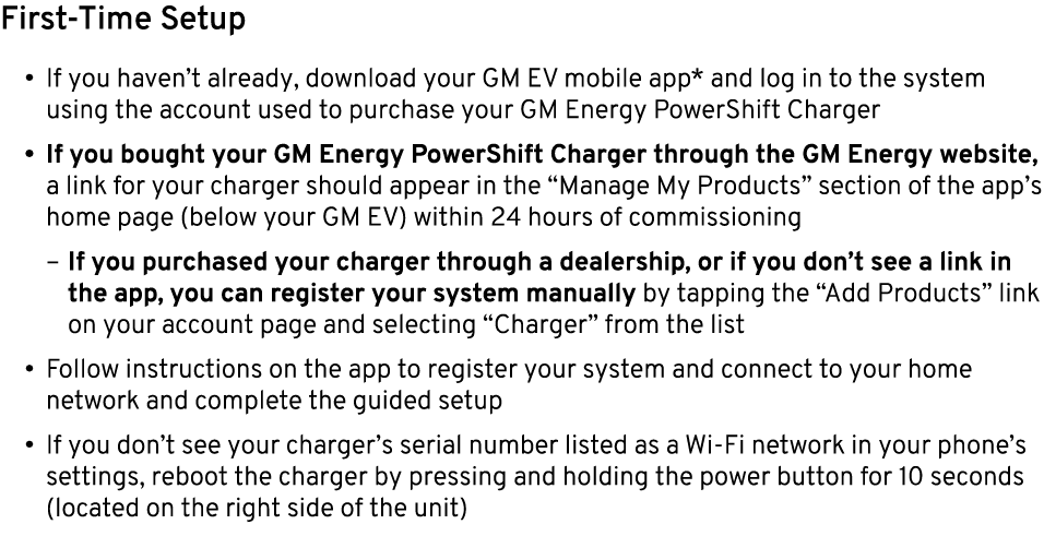 First Time Setup • If you haven’t already, download your GM EV mobile app* and log in to the system using the account...