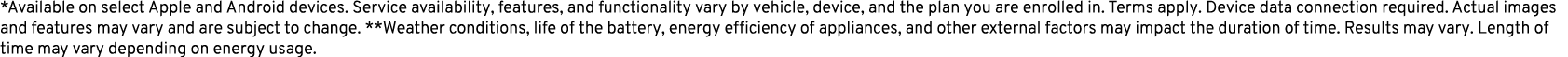 *Available on select Apple and Android devices. Service availability, features, and functionality vary by vehicle, de...
