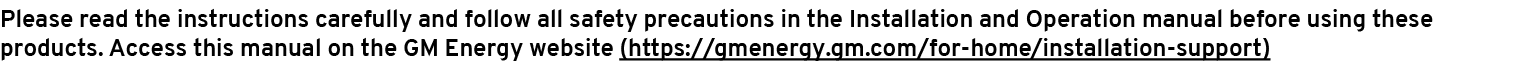 Please read the instructions carefully and follow all safety precautions in the Installation and Operation manual bef...