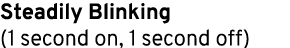Steadily Blinking (1 second on, 1 second off) 