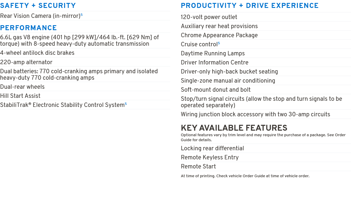 SAFETY + SECURITY PERFORMANCE PRODUCTIVITY + DRIVE EXPERIENCE KEY AVAILABLE FEATURES Optional features vary by trim l...