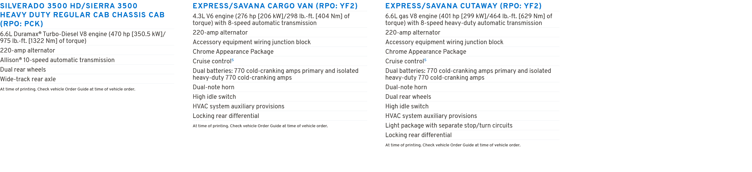 SILVERADO 3500 HD/SIERRA 3500 HEAVY DUTY REGULAR CAB CHASSIS CAB (RPO: PCK) At time of printing. Check vehicle Order ...