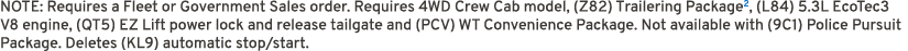 NOTE: Requires a Fleet or Government Sales order. Requires 4WD Crew Cab model, (Z82) Trailering Package2, (L84) 5.3L ...