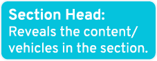 Section Head: Reveals the content/vehicles in the section.