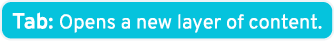 Tab: Opens a new layer of content.