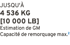 JUSQU' 4 536 kg [10 000 lb] Estimation de GM Capacit  de remorquage max.2 