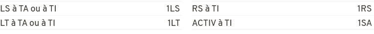 LS  TA ou   TI 1LS,LT   TA ou   TI 1LT,RS   TI 1RS,ACTIV   TI 1SA