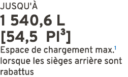 JUSQU' 1 540,6 L [54,5 PI³] Espace de chargement max.1 lorsque les si ges arri re sont rabattus