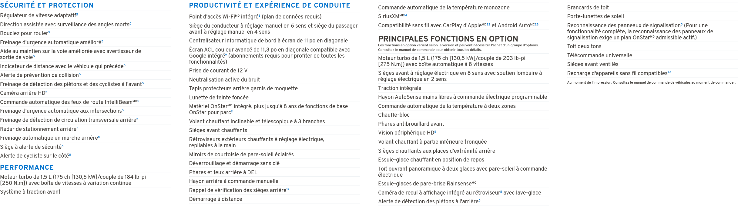 S CURIT ET PROTECTION PERFORMANCE PRODUCTIVIT  ET EXP RIENCE DE CONDUITE PRINCIPALES FONCTIONS EN OPTION Les fonctio...