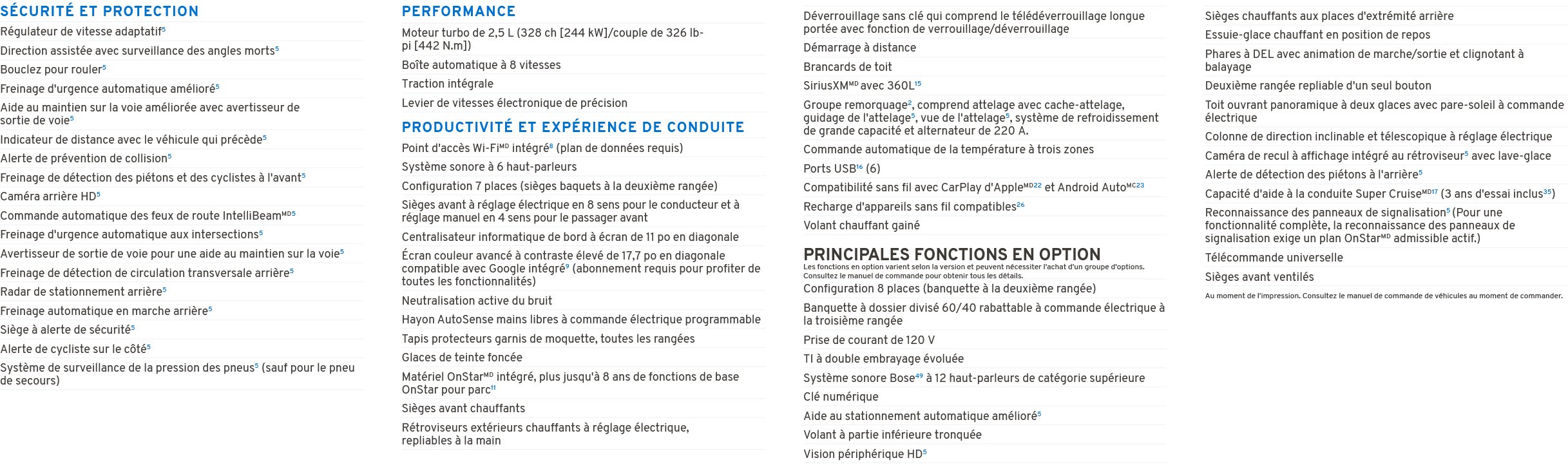 S CURIT ET PROTECTION PERFORMANCE PRODUCTIVIT  ET EXP RIENCE DE CONDUITE PRINCIPALES FONCTIONS EN OPTION Les fonctio...