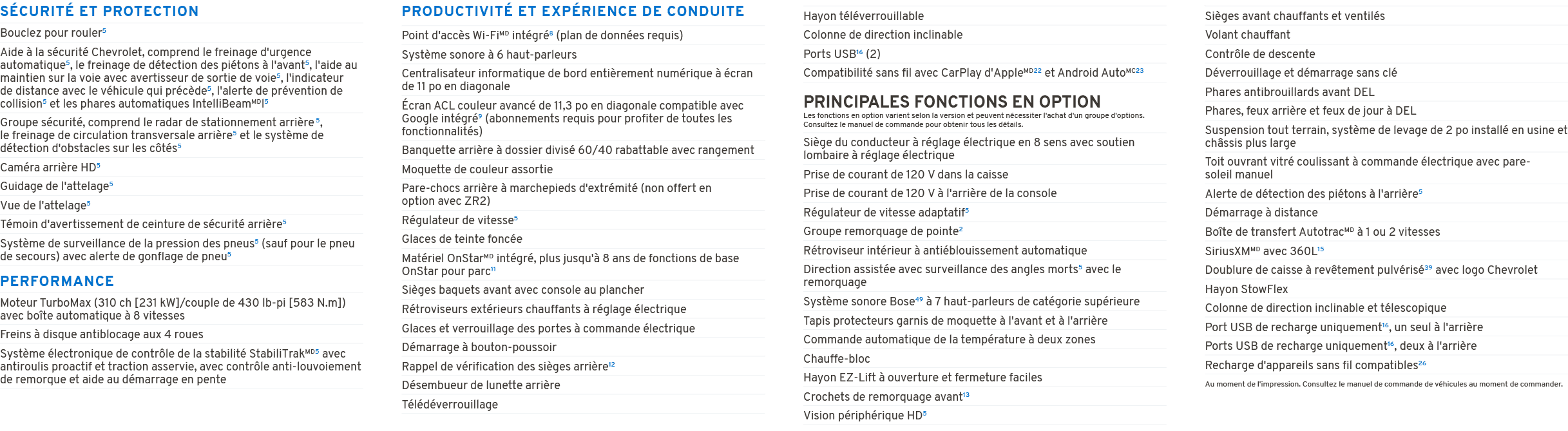 S CURIT ET PROTECTION PERFORMANCE PRODUCTIVIT  ET EXP RIENCE DE CONDUITE PRINCIPALES FONCTIONS EN OPTION Les fonctio...