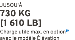 JUSQU' 730 KG [1 610 LB] Charge utile max. en option19 avec le mod le  l vation