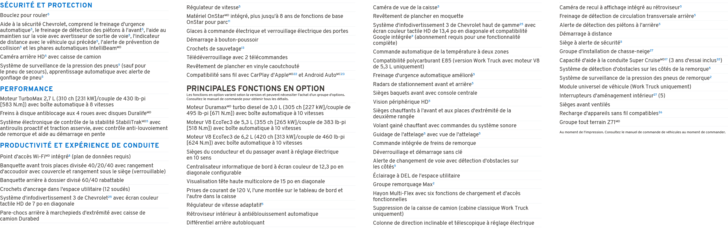 S CURIT ET PROTECTION PERFORMANCE PRODUCTIVIT  ET EXP RIENCE DE CONDUITE PRINCIPALES FONCTIONS EN OPTION Les fonctio...