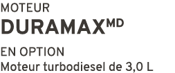MOTEUR DURAMAXMD EN OPTION Moteur turbodiesel de 3,0 L