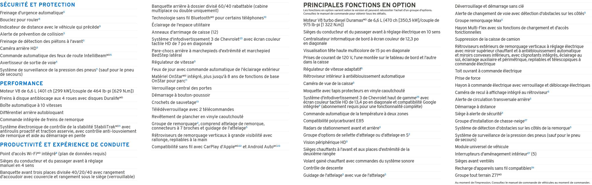 S CURIT ET PROTECTION PERFORMANCE PRODUCTIVIT  ET EXP RIENCE DE CONDUITE PRINCIPALES FONCTIONS EN OPTION Les fonctio...
