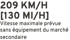 209 km/h [130 mi/h] Vitesse maximale pr vue sans quipement du march  secondaire 