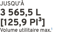 JUSQU' 3 565,5 L [125,9 PI³] Volume utilitaire max.1