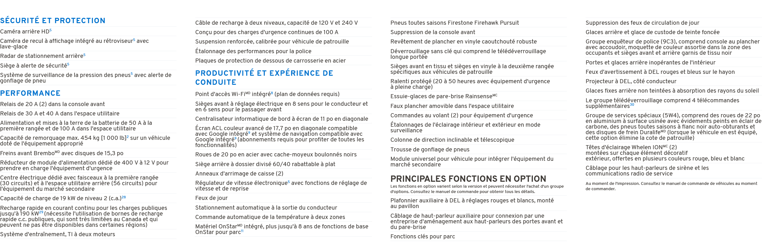 S CURIT ET PROTECTION PERFORMANCE PRODUCTIVIT  ET EXP RIENCE DE CONDUITE PRINCIPALES FONCTIONS EN OPTION Les fonctio...