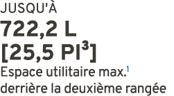 JUSQU' 722,2 L [25,5 PI³] Espace utilitaire max.1 derri re la deuxi me rang e