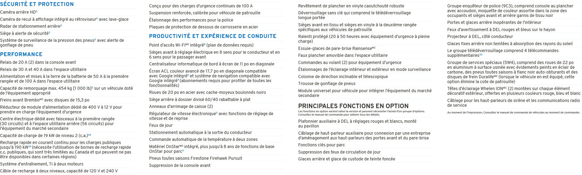 S CURIT ET PROTECTION PERFORMANCE PRODUCTIVIT  ET EXP RIENCE DE CONDUITE PRINCIPALES FONCTIONS EN OPTION Les fonctio...