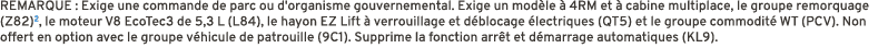 REMARQUE : Exige une commande de parc ou d'organisme gouvernemental. Exige un mod le  4RM et   cabine multiplace, le...