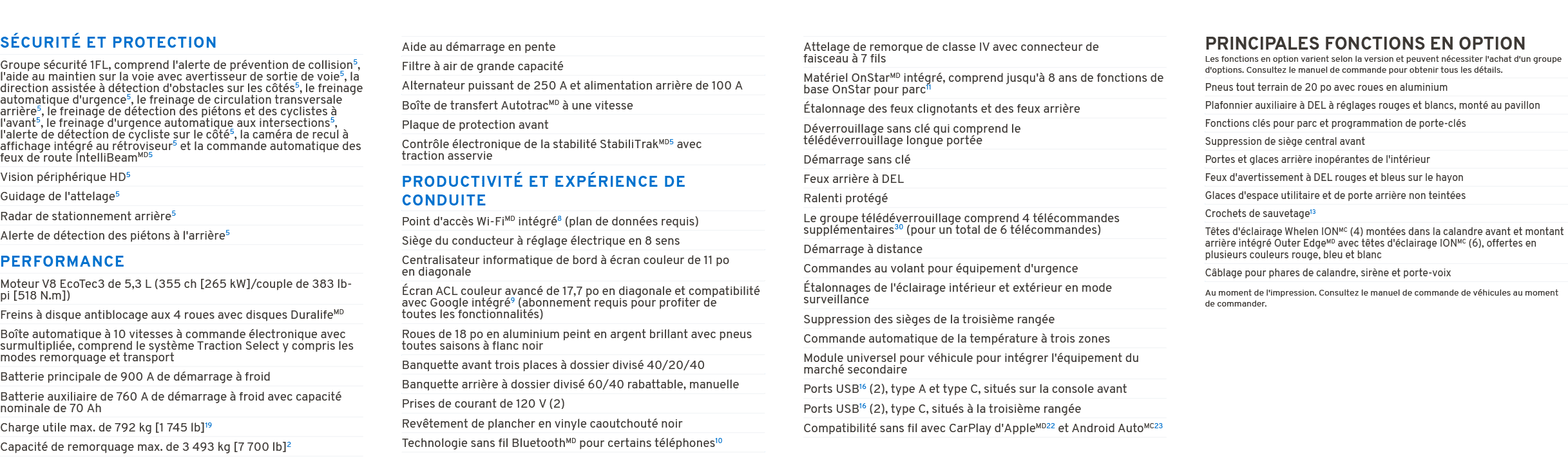 S CURIT ET PROTECTION PERFORMANCE PRODUCTIVIT  ET EXP RIENCE DE CONDUITE PRINCIPALES FONCTIONS EN OPTION Les fonctio...
