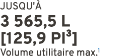 JUSQU' 3 565,5 L [125,9 PI³] Volume utilitaire max.1
