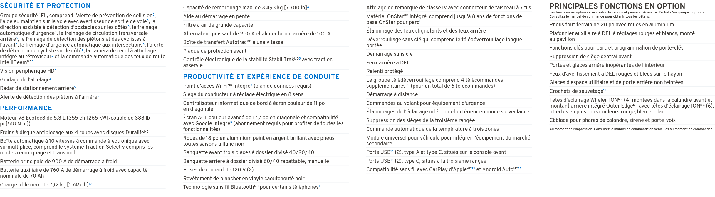 S CURIT ET PROTECTION PERFORMANCE PRODUCTIVIT  ET EXP RIENCE DE CONDUITE PRINCIPALES FONCTIONS EN OPTION Les fonctio...