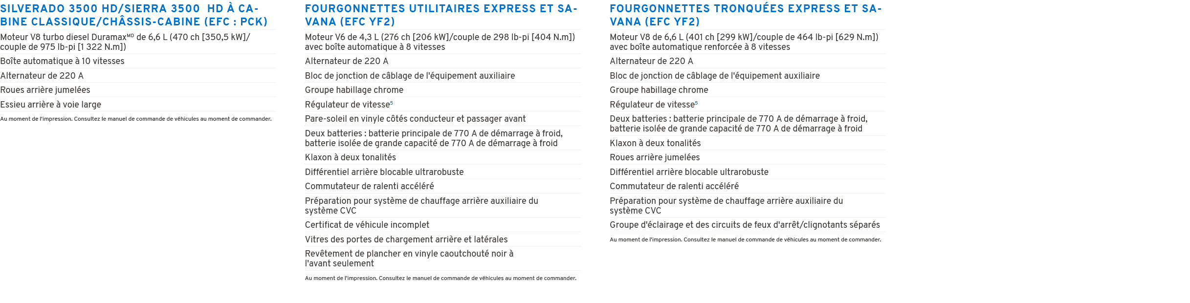 SILVERADO 3500 HD/SIERRA 3500 HD  CABINE CLASSIQUE/CH SSIS CABINE (EFC : PCK) Au moment de l'impression. Consultez l...