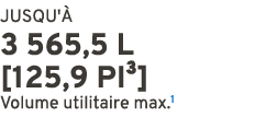 JUSQU' 3 565,5 L [125,9 PI³] Volume utilitaire max.1