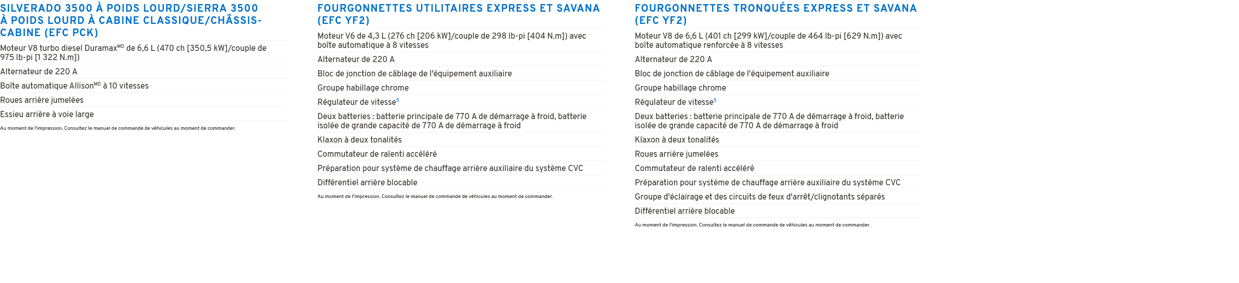 SILVERADO 3500  POIDS LOURD/SIERRA 3500   POIDS LOURD   CABINE CLASSIQUE/CH SSIS CABINE (EFC PCK) Au moment de l'imp...