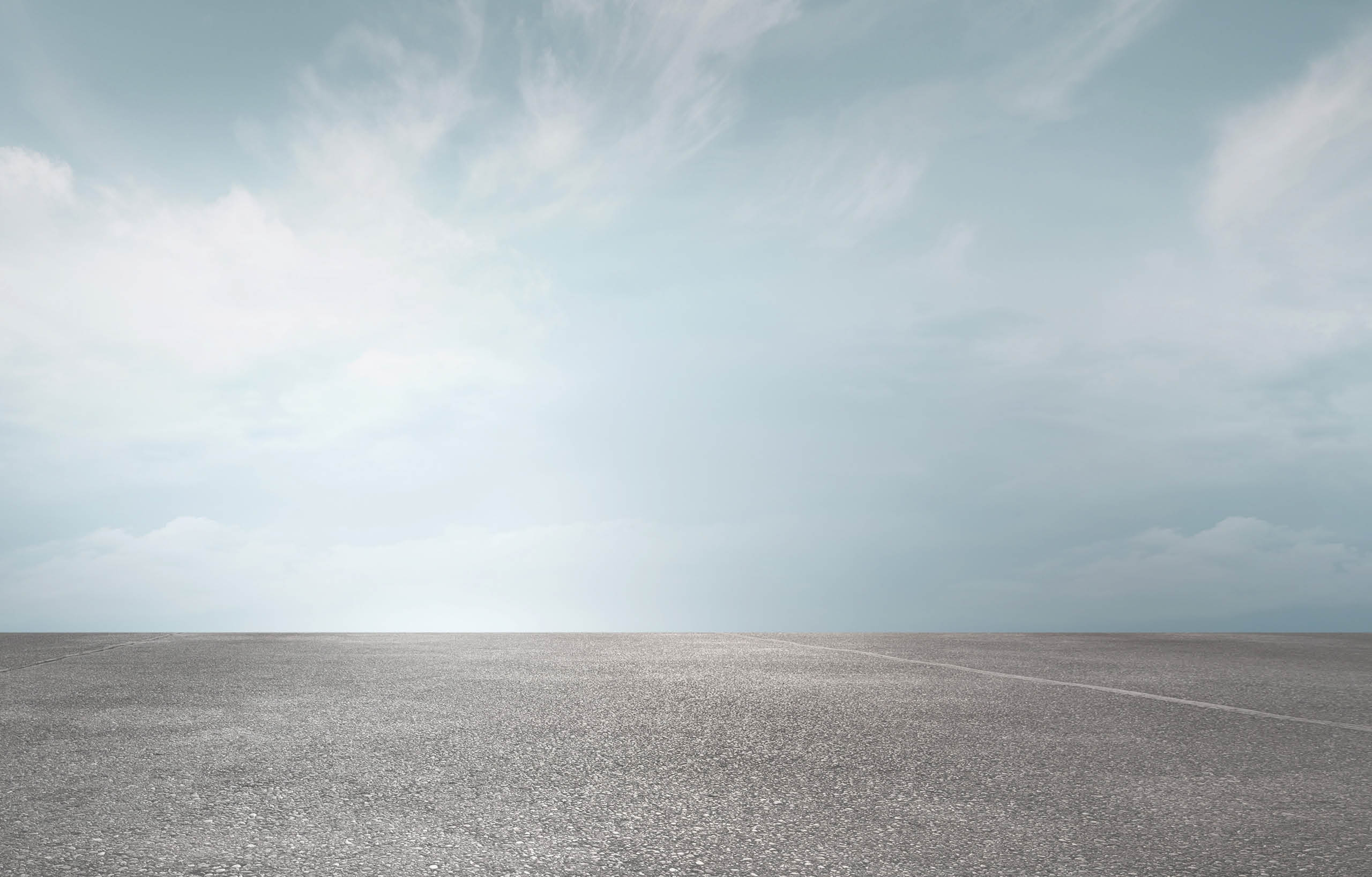 Sky Background Horizon with Dramatic Clouds and Empty Dark Asphalt Street Floor