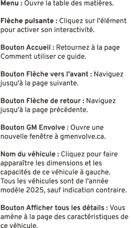 Menu : Ouvre la table des mati res. Fl che pulsante : Cliquez sur l' l ment pour activer son interactivit . Bouton Ac...