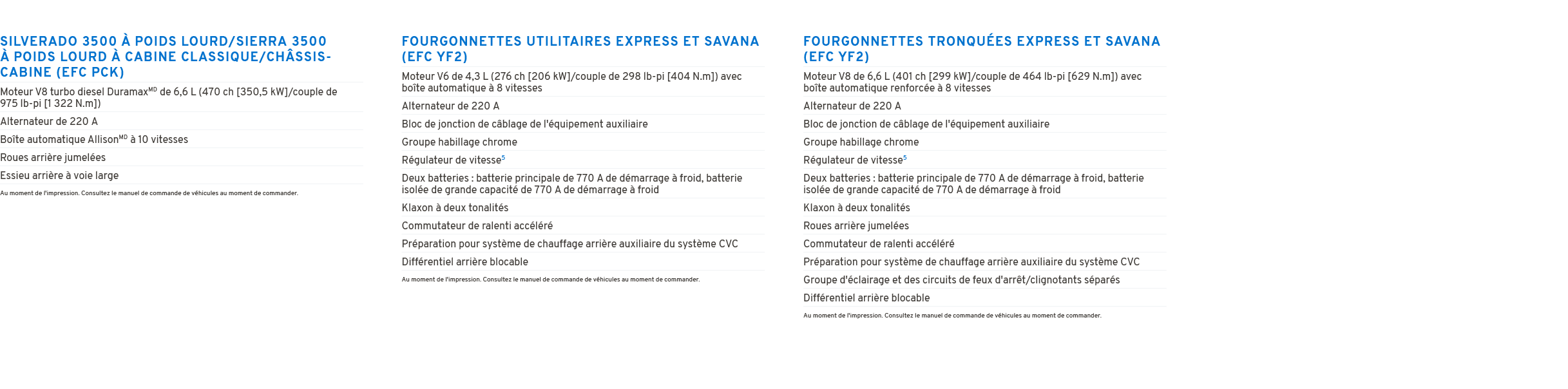 SILVERADO 3500  POIDS LOURD/SIERRA 3500   POIDS LOURD   CABINE CLASSIQUE/CH SSIS CABINE (EFC PCK) Au moment de l'imp...