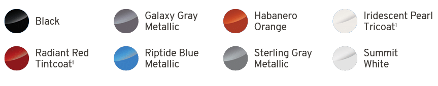 ￼,Black,￼,Galaxy Gray Metallic,￼,Habanero Orange,￼,Iridescent Pearl Tricoat1,￼,Radiant Red Tintcoat1,￼,Riptide Blue M...