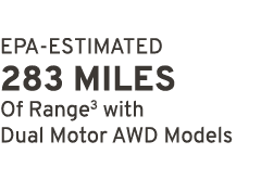 EPA ESTIMATED 283 miles Of Range3 with Dual Motor AWD Models
