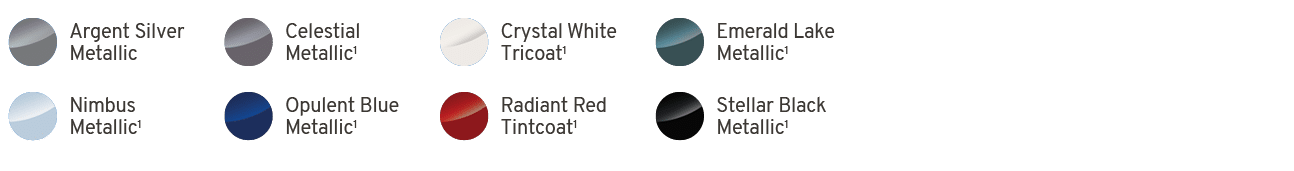 ￼,Argent Silver Metallic,￼,Celestial Metallic1,￼,Crystal White Tricoat1,￼,Emerald Lake Metallic1,,,,,￼,Nimbus Metalli...