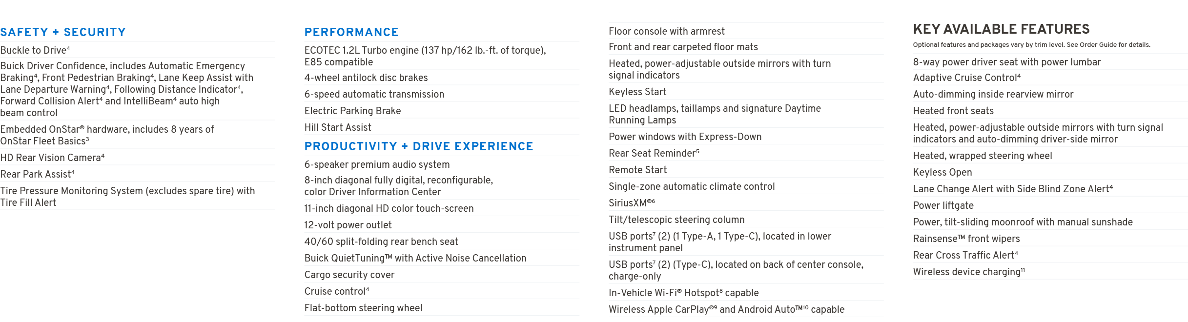 SAFETY + SECURITY Buckle to Drive4 Buick Driver Confidence, includes Automatic Emergency Braking4, Front Pedestrian B...