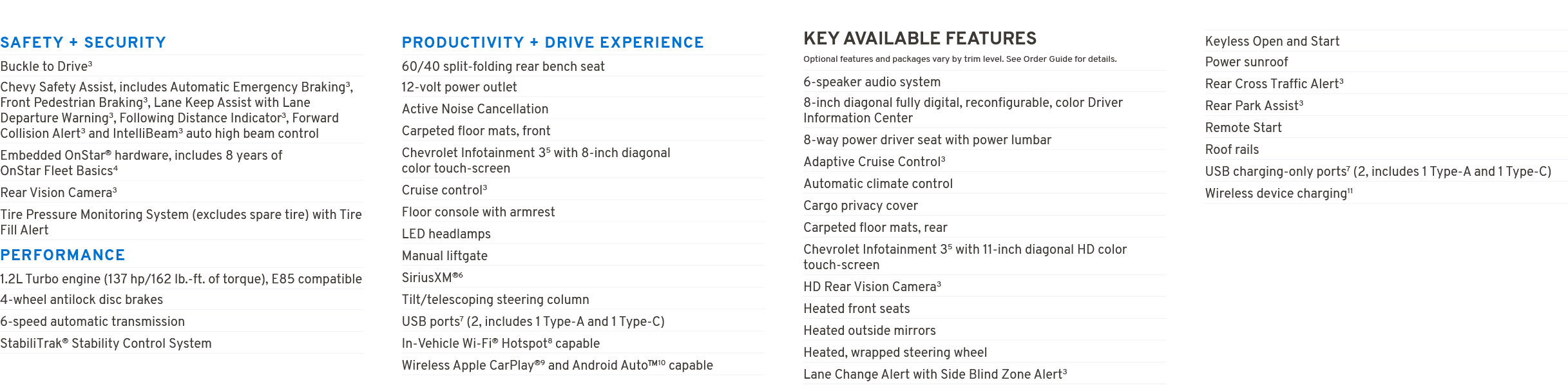 SAFETY + SECURITY Buckle to Drive3 Chevy Safety Assist, includes Automatic Emergency Braking3, Front Pedestrian Braki...