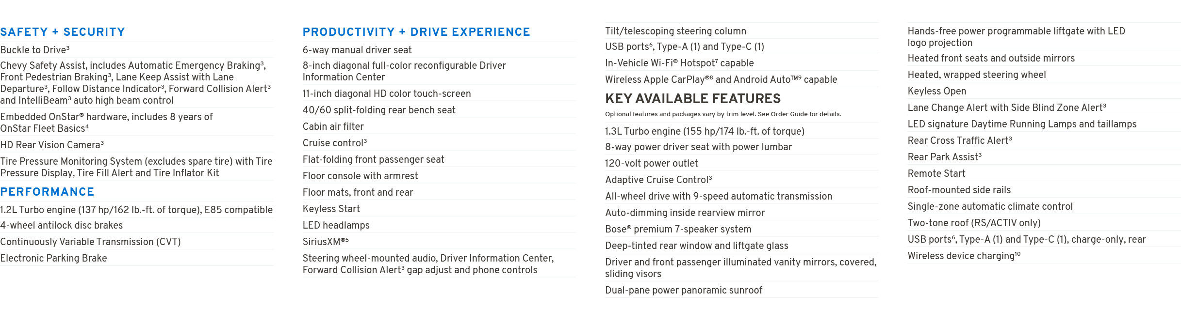 SAFETY + SECURITY Buckle to Drive3 Chevy Safety Assist, includes Automatic Emergency Braking3, Front Pedestrian Braki...