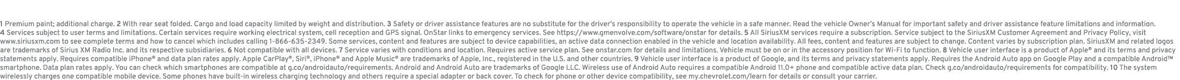 1 Premium paint; additional charge. 2 With rear seat folded. Cargo and load capacity limited by weight and distributi...