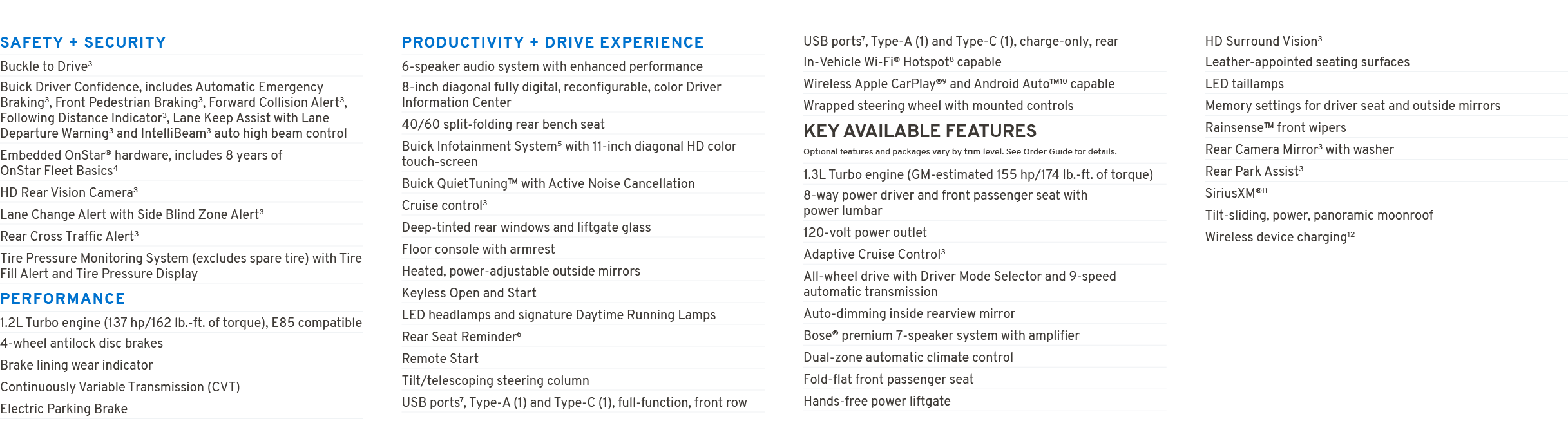 SAFETY + SECURITY Buckle to Drive3 Buick Driver Confidence, includes Automatic Emergency Braking3, Front Pedestrian B...