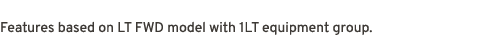 Features based on LT FWD model with 1LT equipment group.