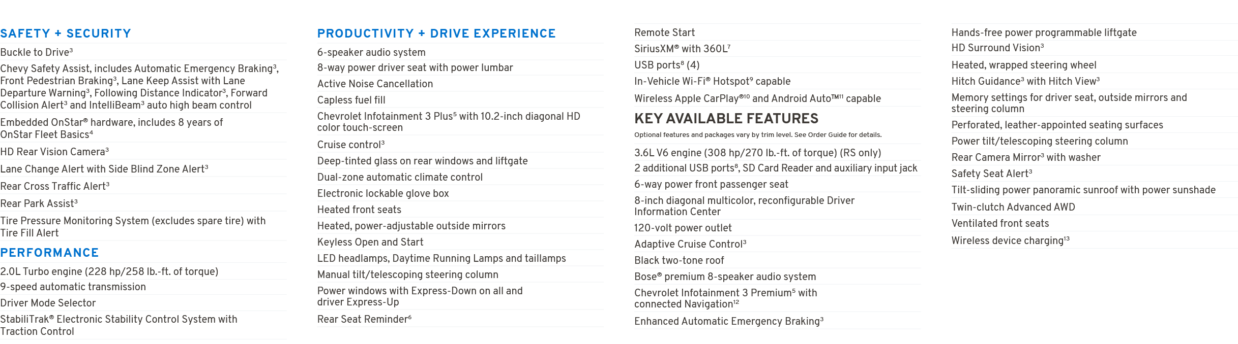 SAFETY + SECURITY Buckle to Drive3 Chevy Safety Assist, includes Automatic Emergency Braking3, Front Pedestrian Braki...