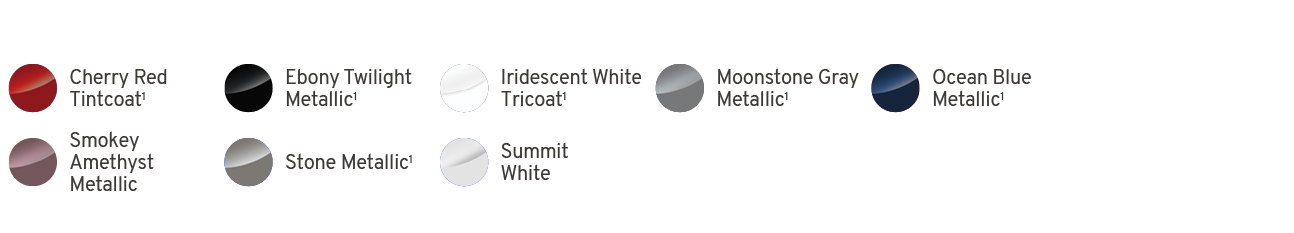￼,Cherry Red Tintcoat1,￼,Ebony Twilight Metallic1,￼,Iridescent White Tricoat1,￼,Moonstone Gray Metallic1,￼,Ocean Blue...