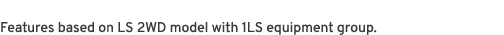 Features based on LS 2WD model with 1LS equipment group.