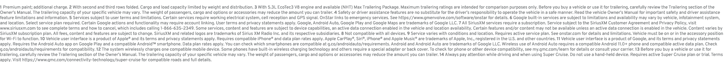1 Premium paint; additional charge. 2 With second and third rows folded. Cargo and load capacity limited by weight an...