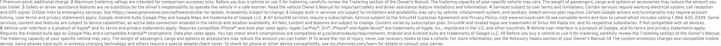 1 Premium paint; additional charge. 2 Maximum trailering ratings are intended for comparison purposes only. Before yo...