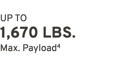 UP TO 1,670 LBS. Max. Payload4